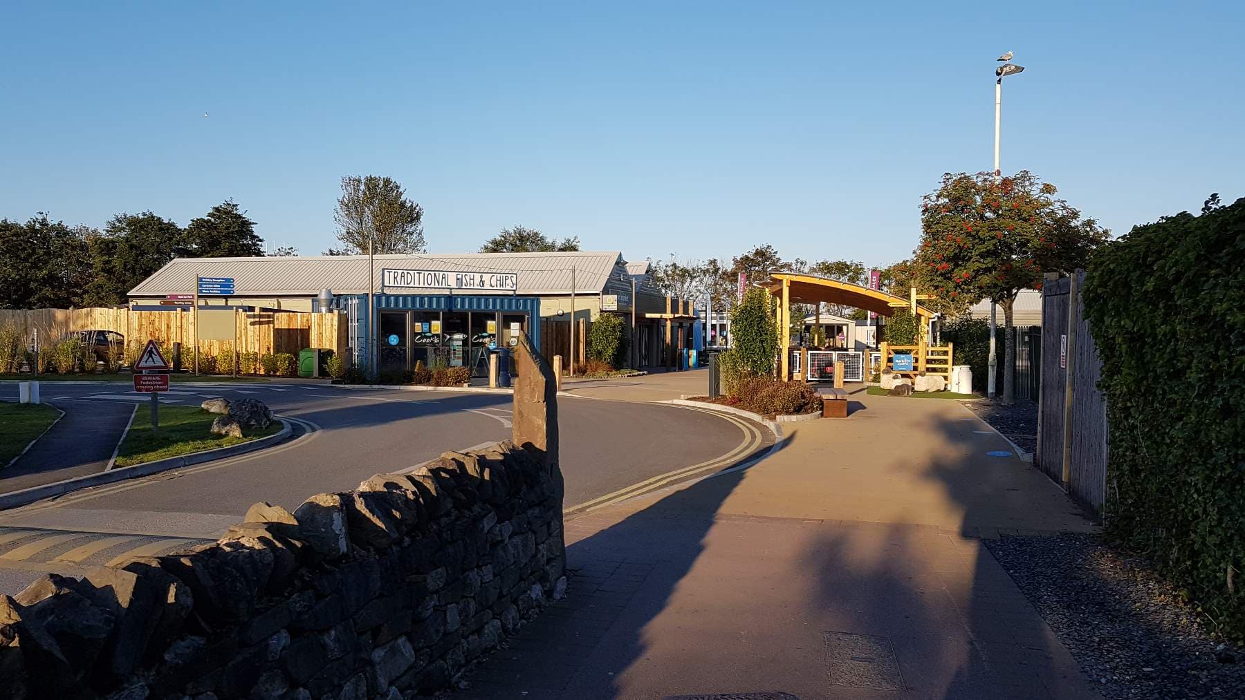 Walkway and food area at Haven Lakelands